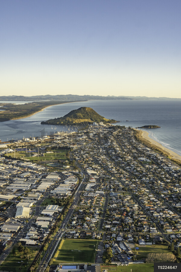 Aerial view of Tauranga and Mount Maunganui