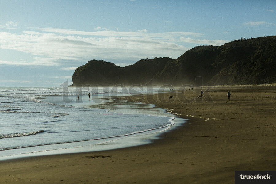 People on Piha Beach