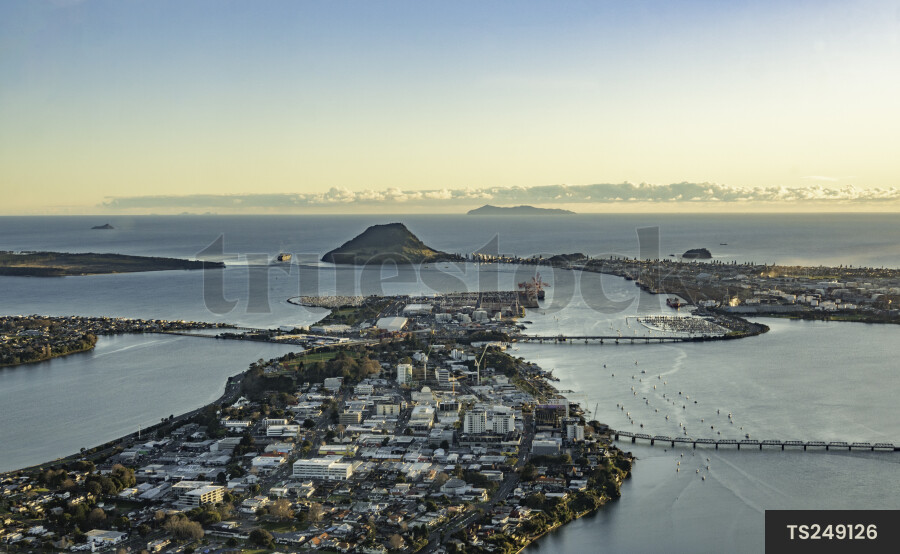 Aerial view of Tauranga and Mount Maunganui