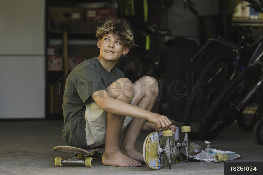 Teen Boy with Skateboard