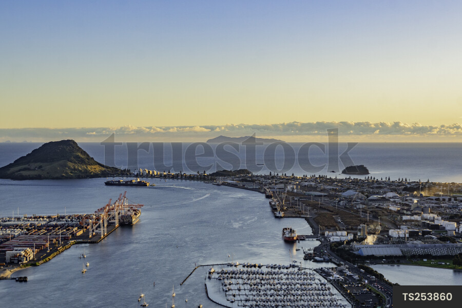 Aerial view of Tauranga and Mount Maunganui