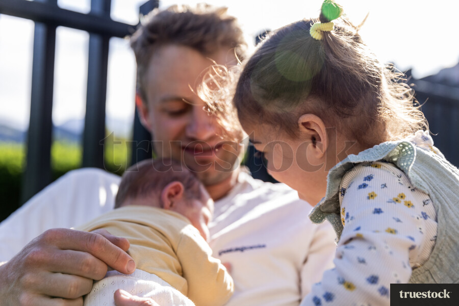 Father and Kids Outside