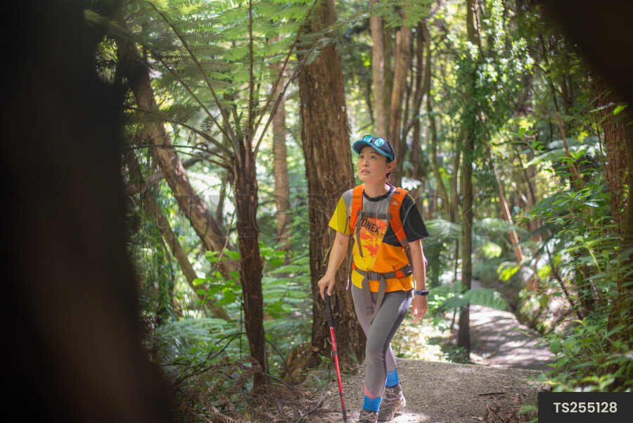 Woman hiking in Waitakere Ranges