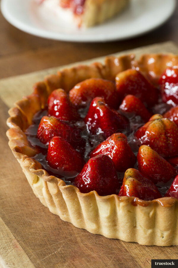Freshly baked strawberry tart