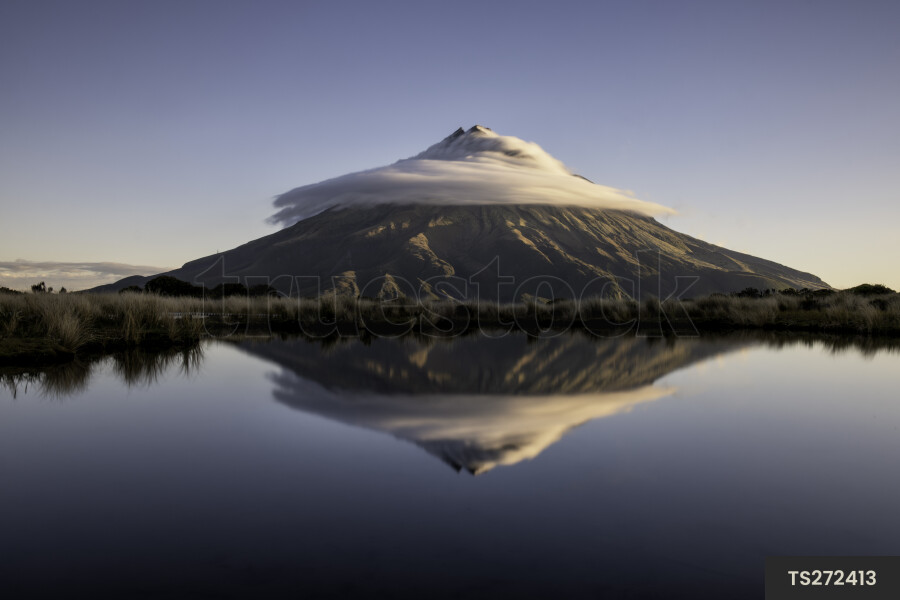 Reflection of Mount Taranaki in Lake Mangamahoe