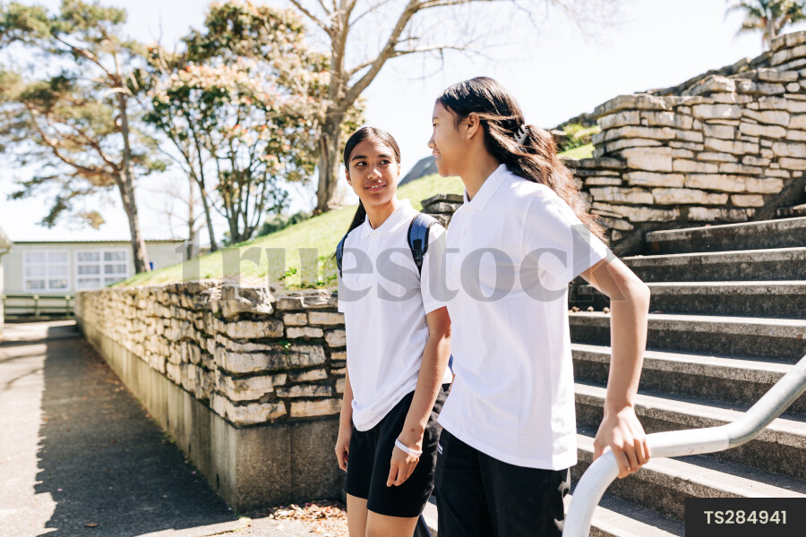 Young Girls Walking Home From School