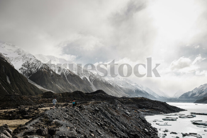 Glaciers below the mountain ranges