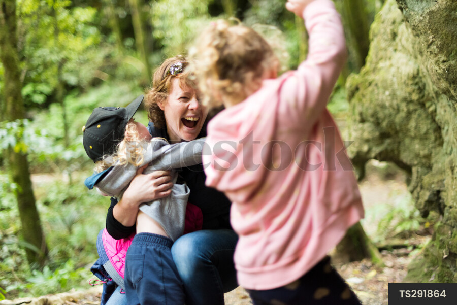 Mother and Kids on Hike