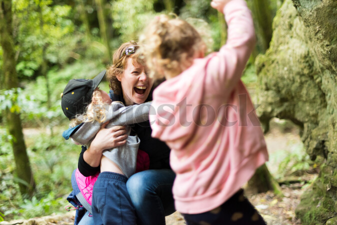 Mother and Kids on Hike