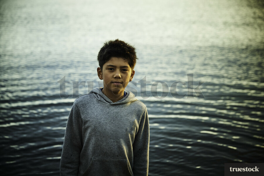Portrait of Boy in Ocean