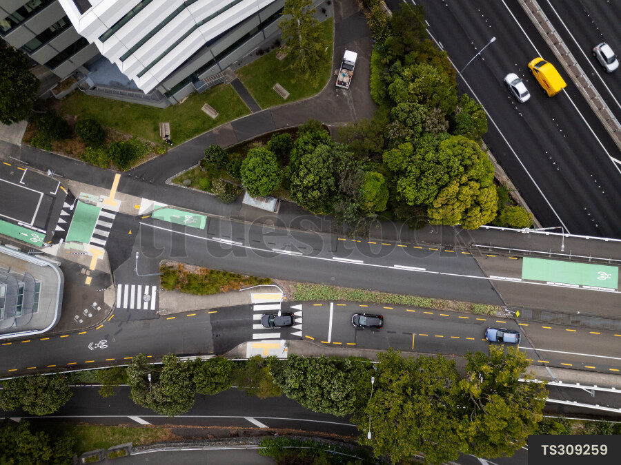 Aerial view of street in Wellington