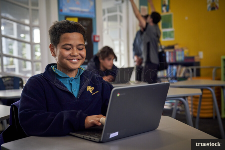 Student Using Laptop in Class