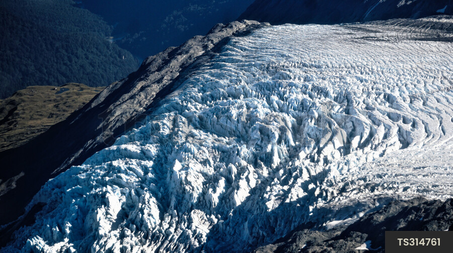 Aerial view of glacier in Mount Aspiring National Park