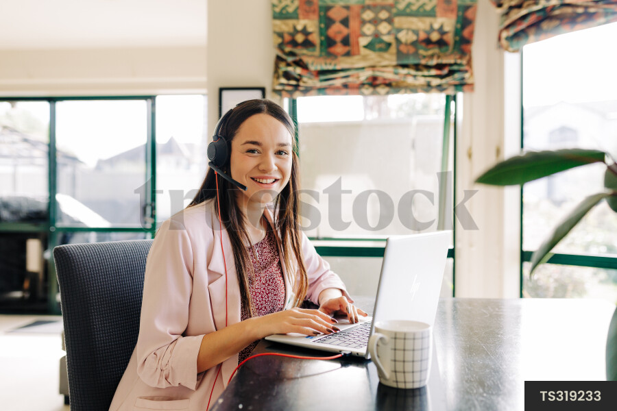 Businesswoman working from home