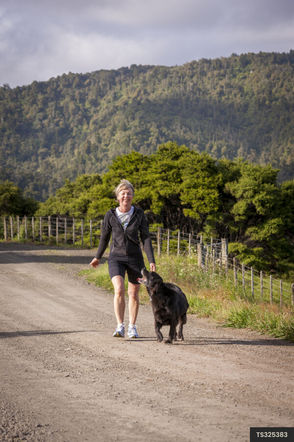 Woman on Walk with Dog