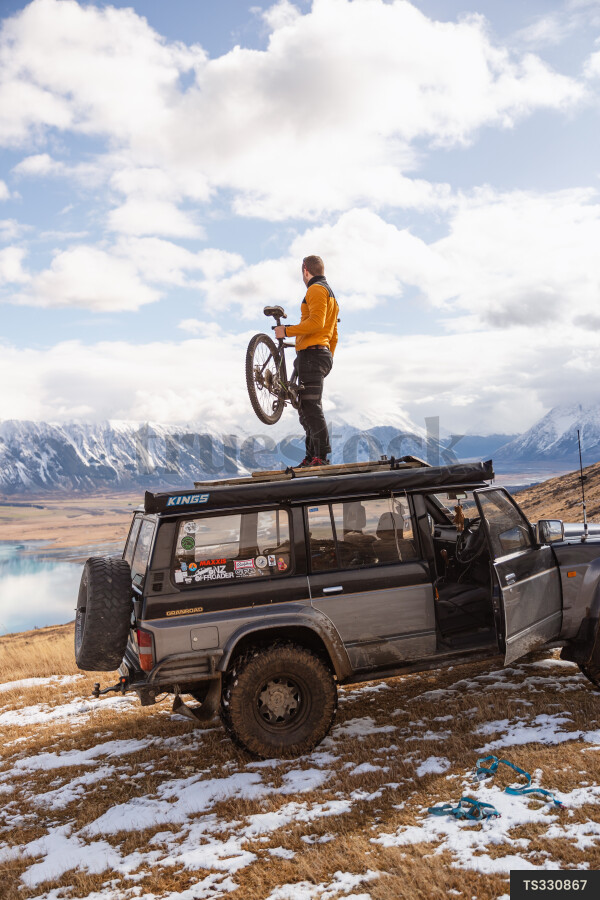 Mountain Biker in Winter
