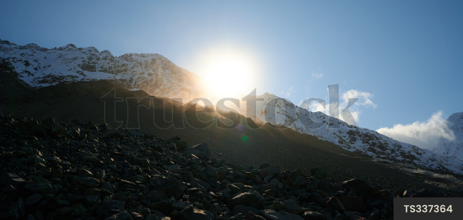Mountain range at sunset in Ramsay, Canterbury
