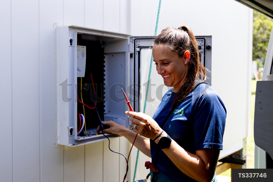Electrician working on construction site