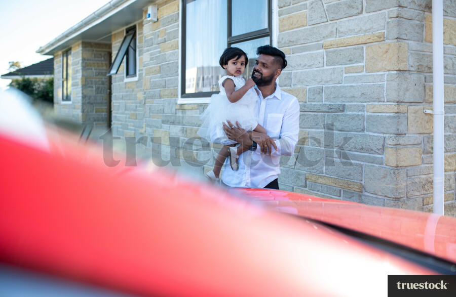 Father and Daughter Outside Home
