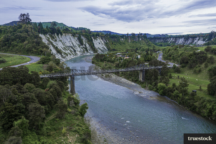 Aerial of river and gorge