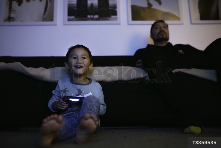 Father and Son Playing Video Games