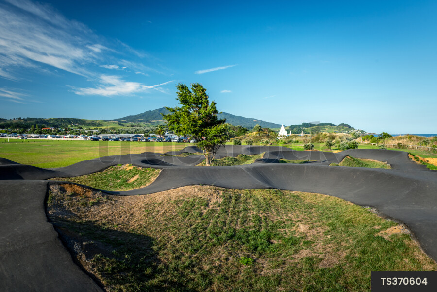 Scenic landscape of ramps in skateboard park