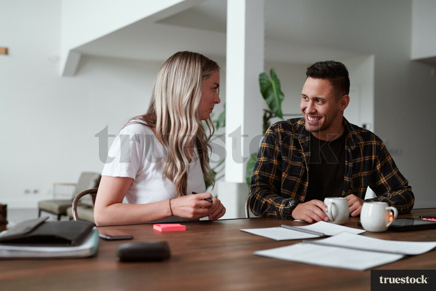 Young couple at table