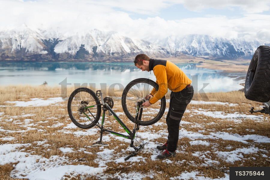 Mountain Biker in Winter
