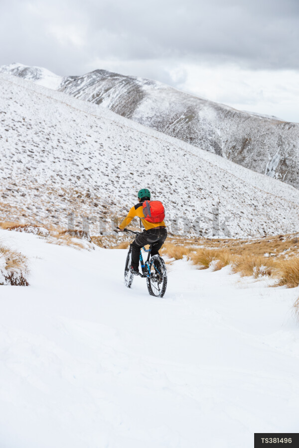 Mountain Biker in Snow