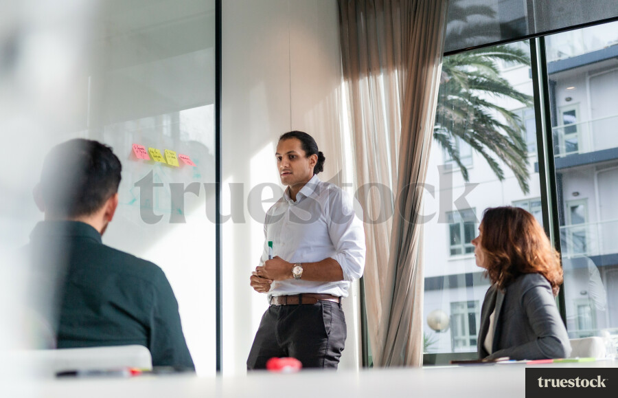 Diverse employees and co-workers having a discussion and meeting