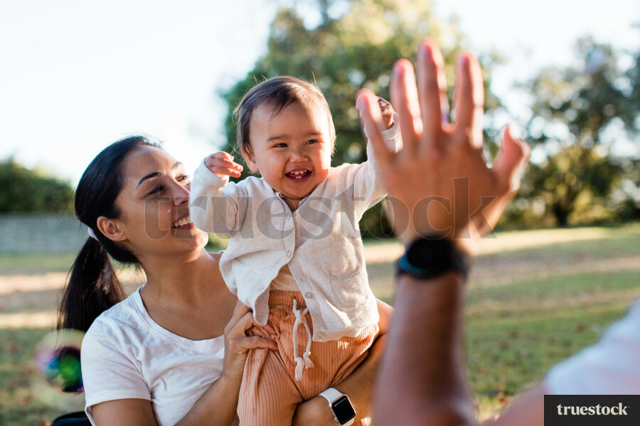 Mother holding child