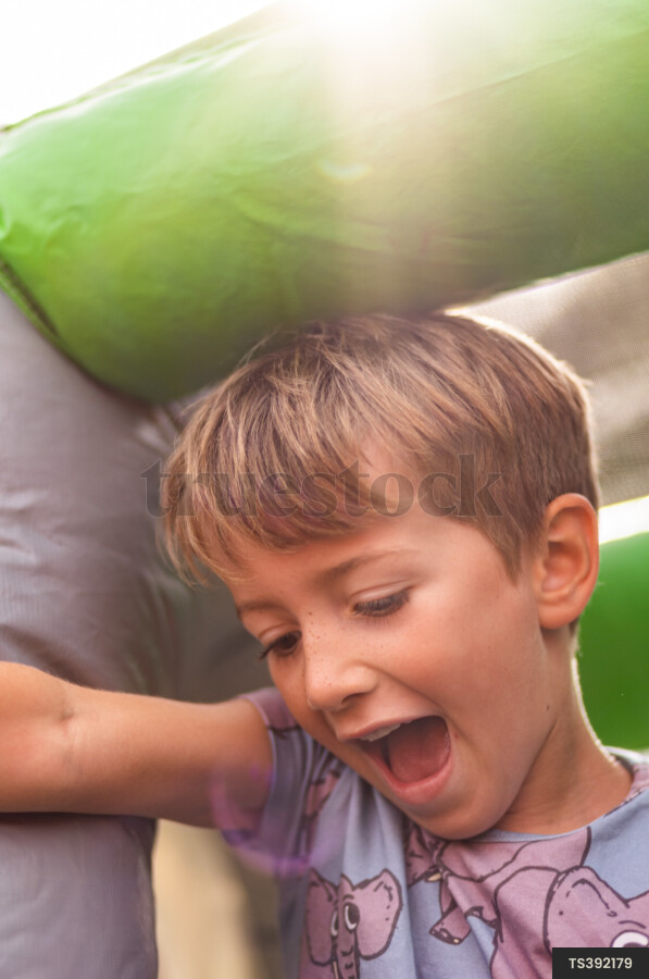 Young Boy on Bouncy Castle