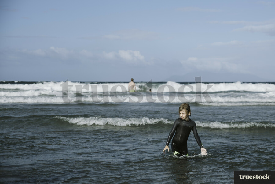 Girl Swimming at Omaha Beach