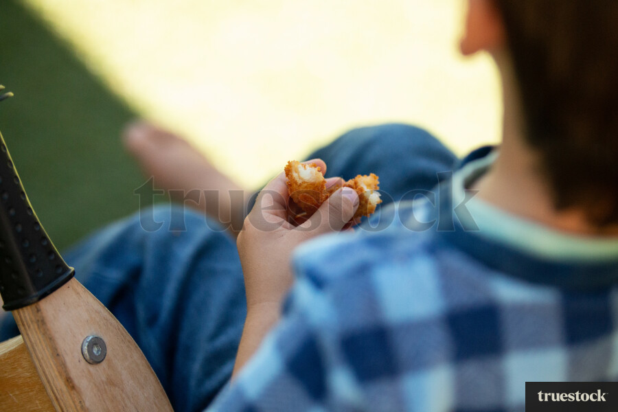 Child having a lunch break after a bike ride