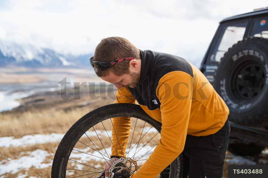 Mountain Biker in Winter