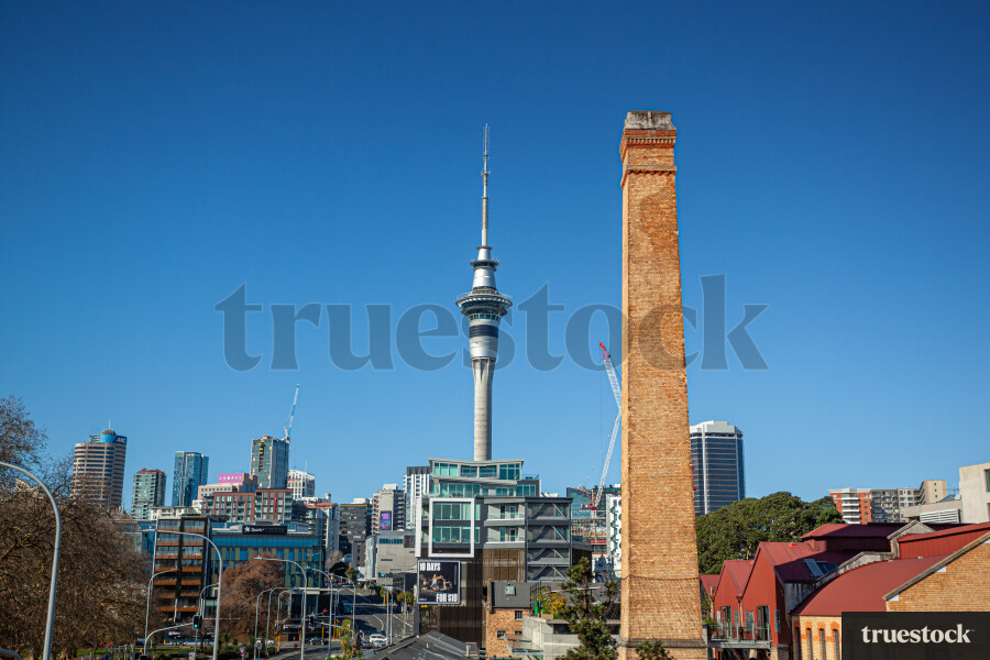 Auckland City Sky Tower on a cloudless day