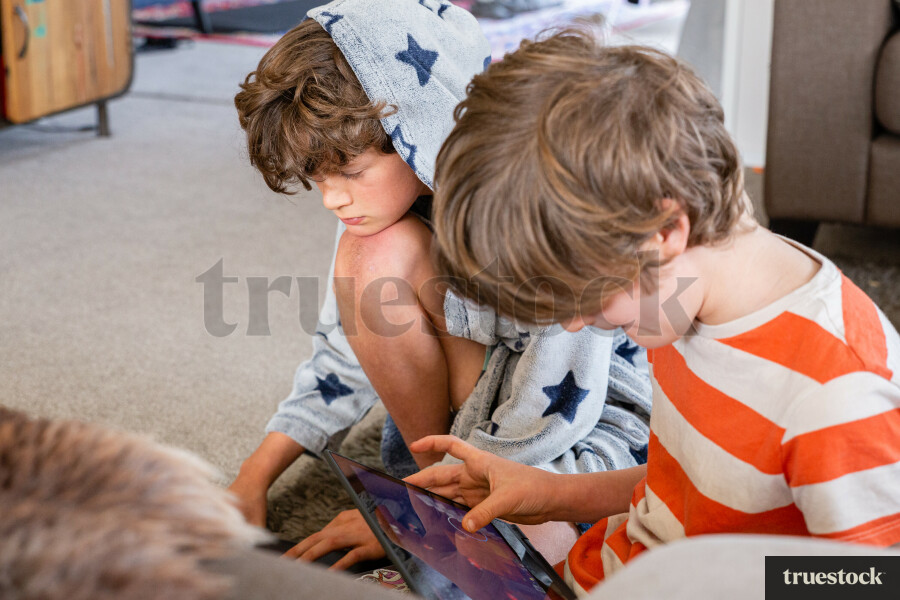 Child on tablet in lockdown