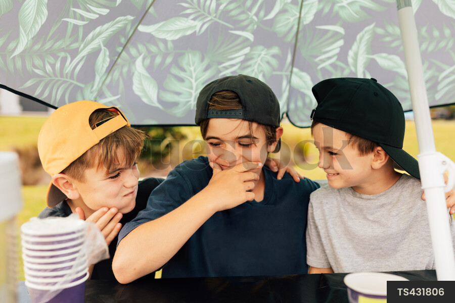 Young Boys Running Lemonade Stand