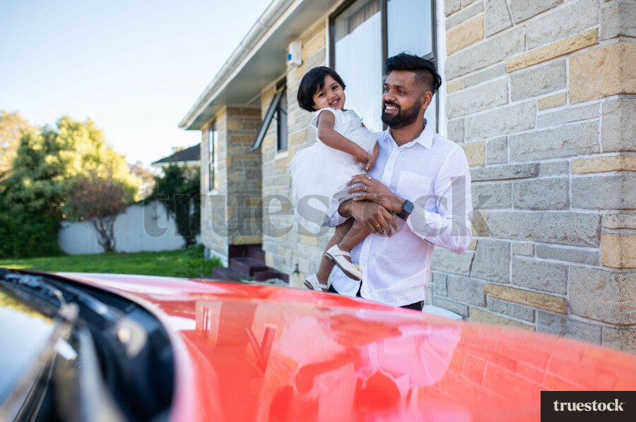 Father and Daughter Outside Home
