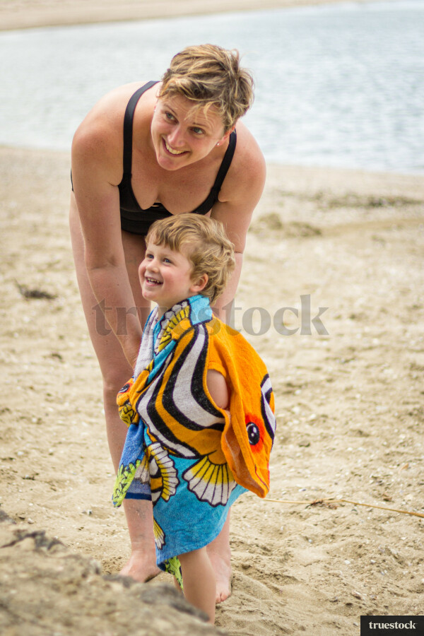 Toddler and mum at the beach