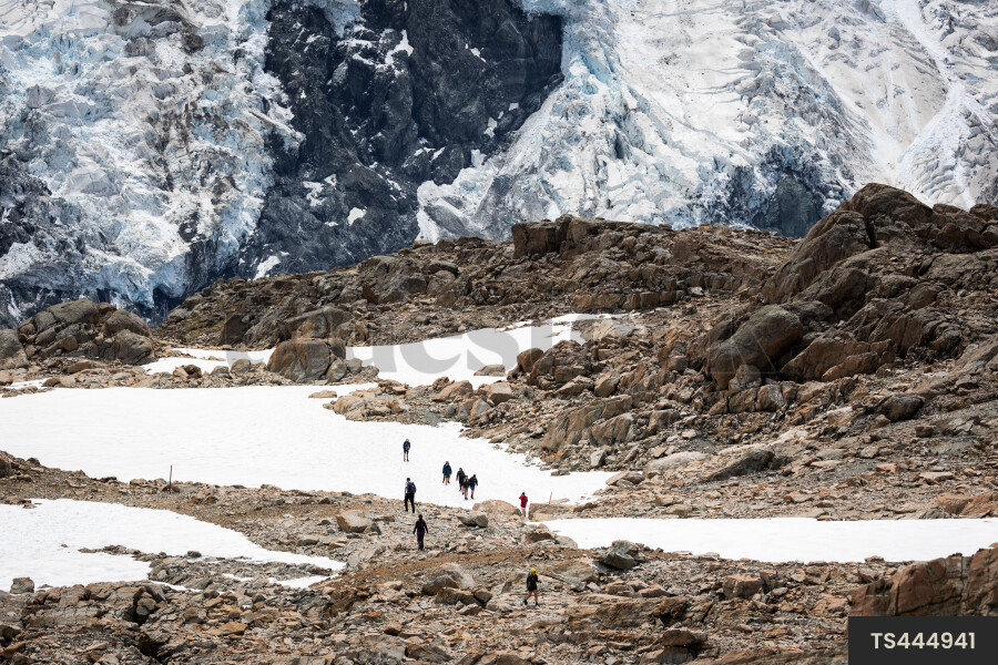 Tourists in Mount Cook National Park, Canterbury, New Zealand