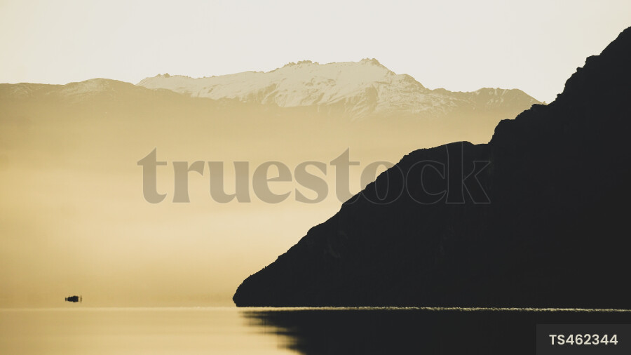 Mountains at Lake Wanaka during sunset