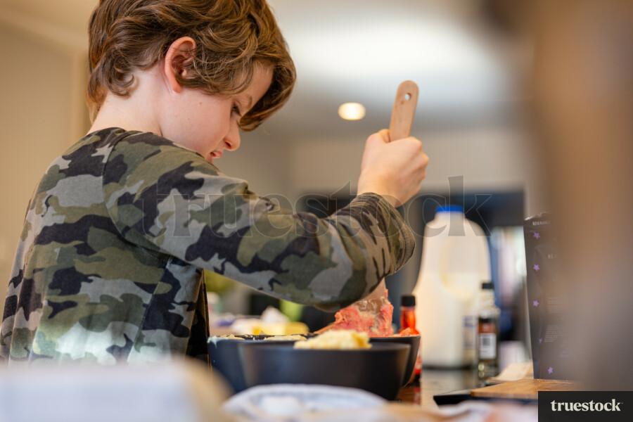Child baking a cake