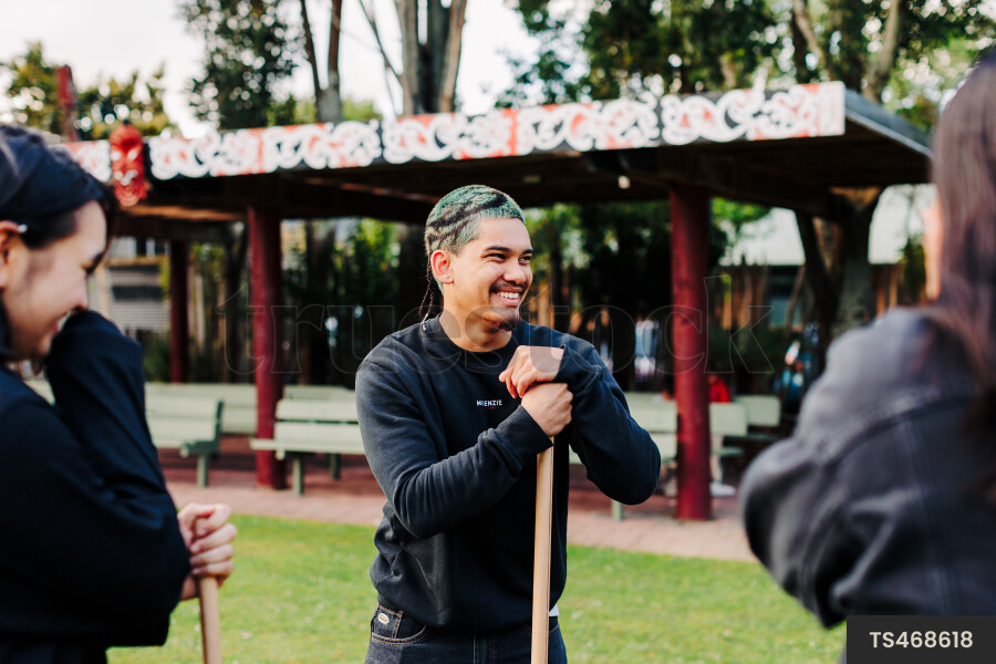 Teens Talking at Marae