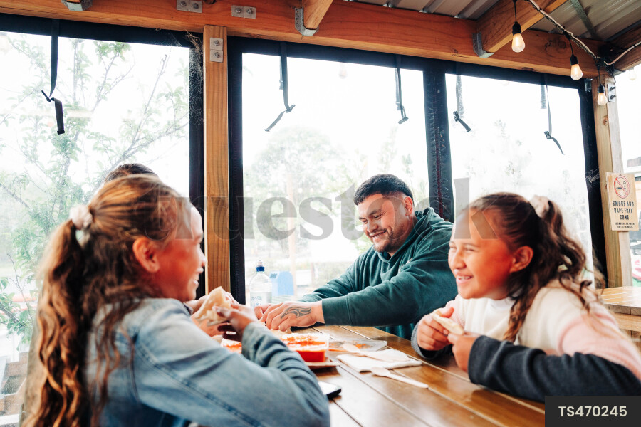 Family at restaurant
