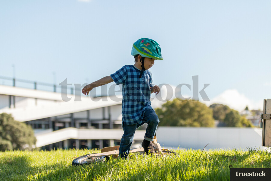 Child going for a bike ride on a pushbike