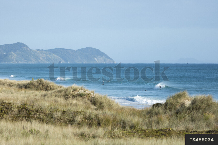 Surfing on Te Arai beach