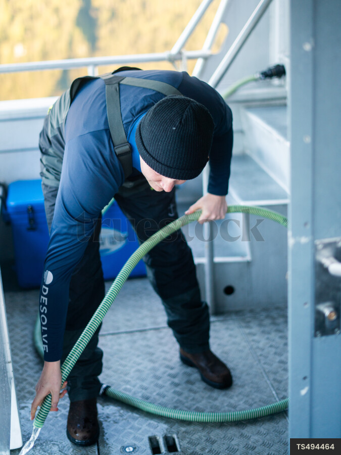 Man working on boat