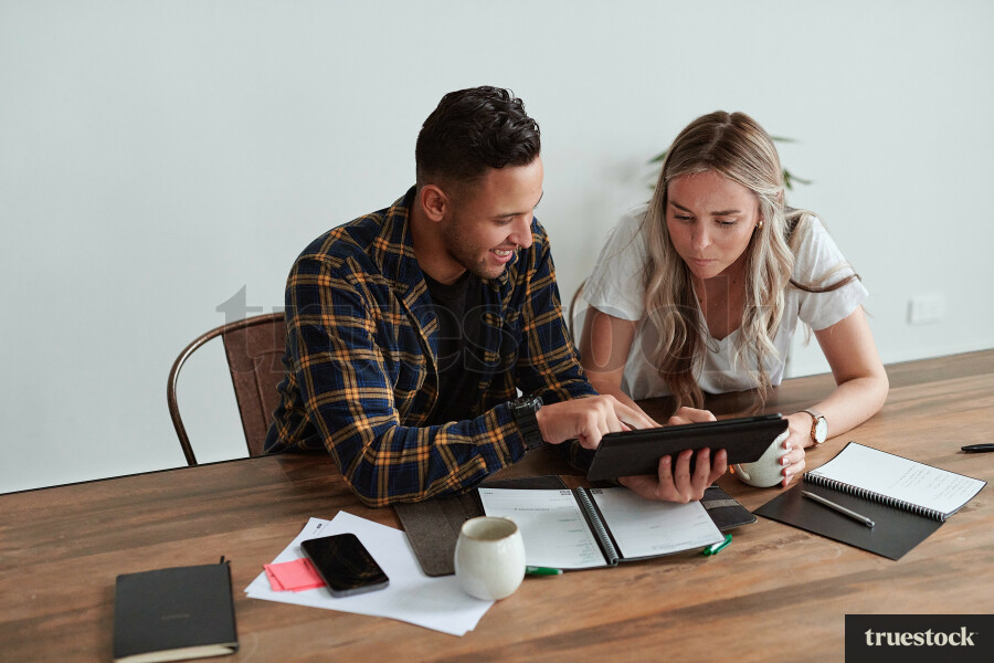 Young couple doing administration