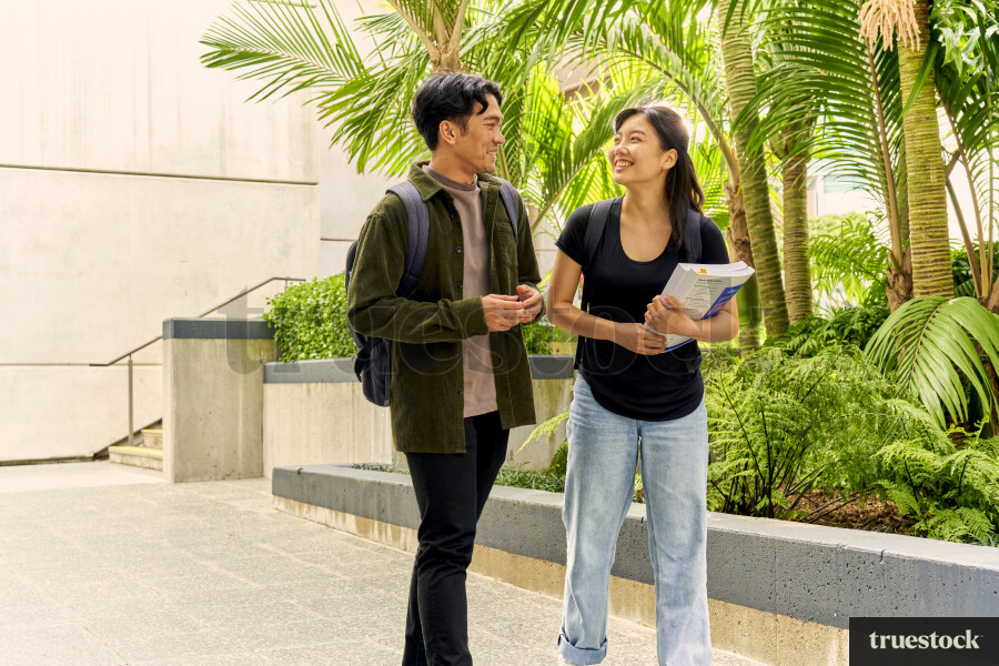 Students Walking and Talking on Campus